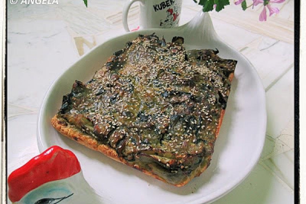 Zapiekanka z karczochów i botwiny - Artichoke And Beetroot Leaves Flan Recipe - Torta salata con carciofi e cime di rape rosse