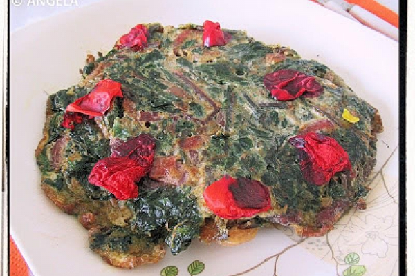 Omlet z botwiną - Beetroot Leaves Omelette Recipe - Frittata alle cime di rapa rossa
