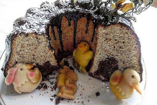 Babka marmurkowa z  kwiatami leszczyny - Hazel Catkin Marble Bundt Cake - Ciambella bicolore con amenti del nociolo