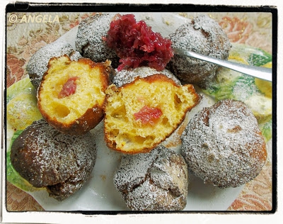 Domowe mini pączki z różaną konfiturą - Rose Petal Jam Dougnuts Recipe - Krapfen alla marmellata di rose