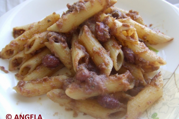 Makaron z fasolką kolorową - Kidney beans pasta - Pasta ai fagioli borlotti