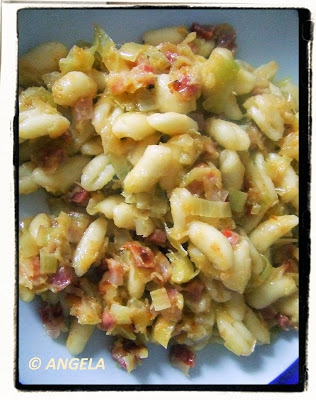 Makaron z porem i boczkiem - Pasta With Leeks And Bacon -  Cavatelli Pugliesi con i porri e pancetta
