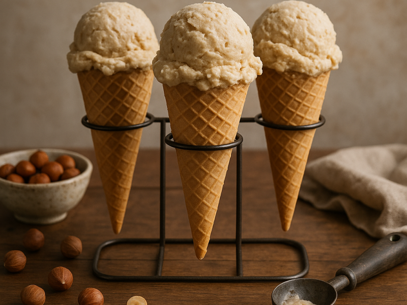 Lody orzechowe w wafelkach