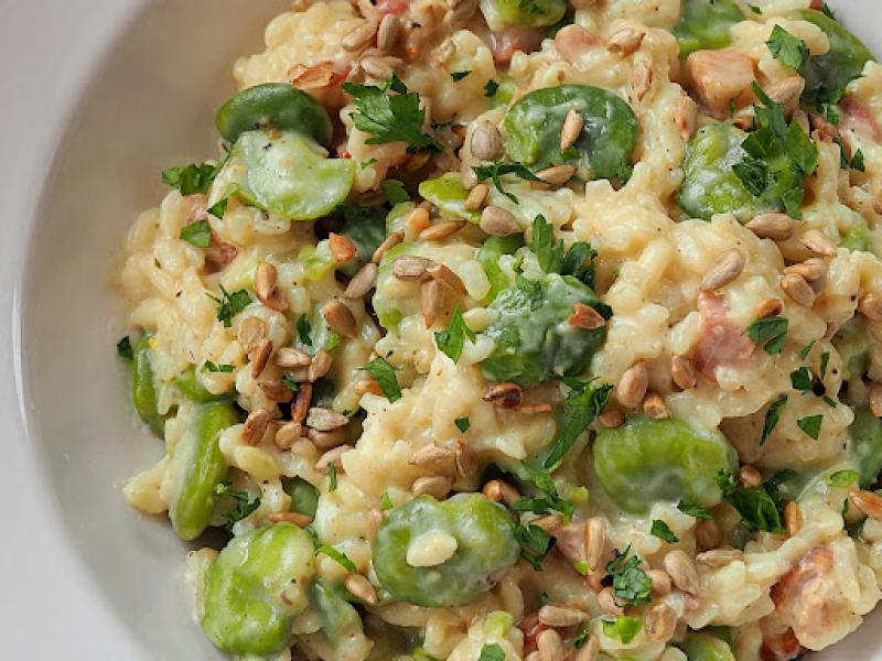 Kremowe risotto z bobem