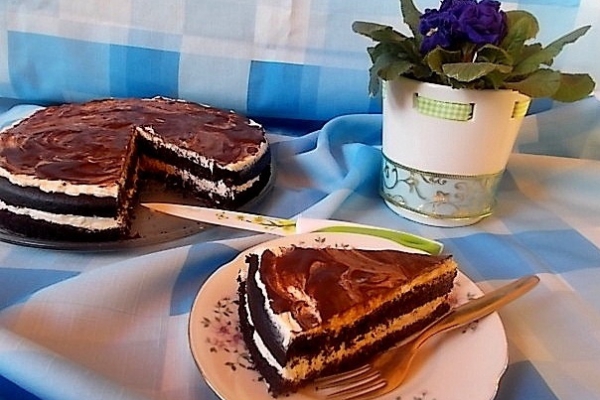 Ciasto czekoladowo – kokosowe bez mąki pod marmurkiem.