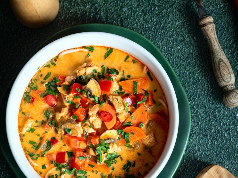 Zupa tajska z kurczakiem