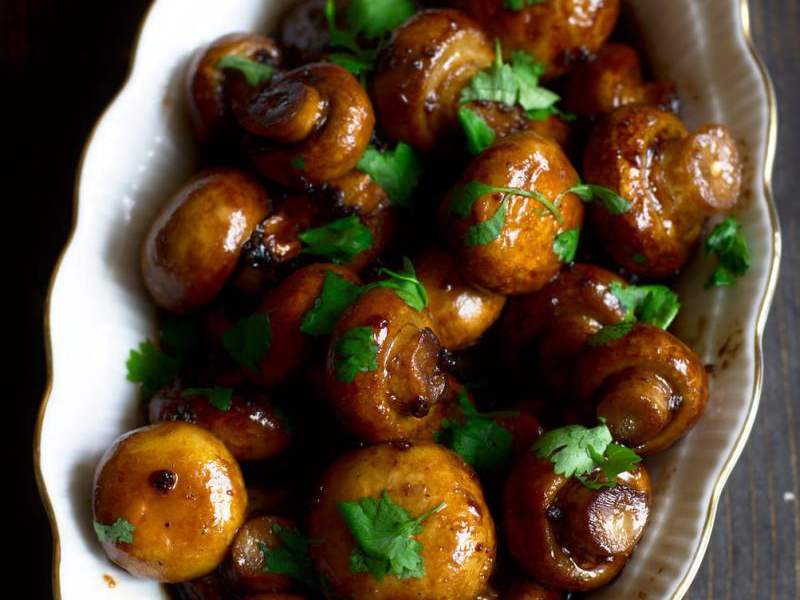 Pieczarki w miodowo-balsamicznej glazurze