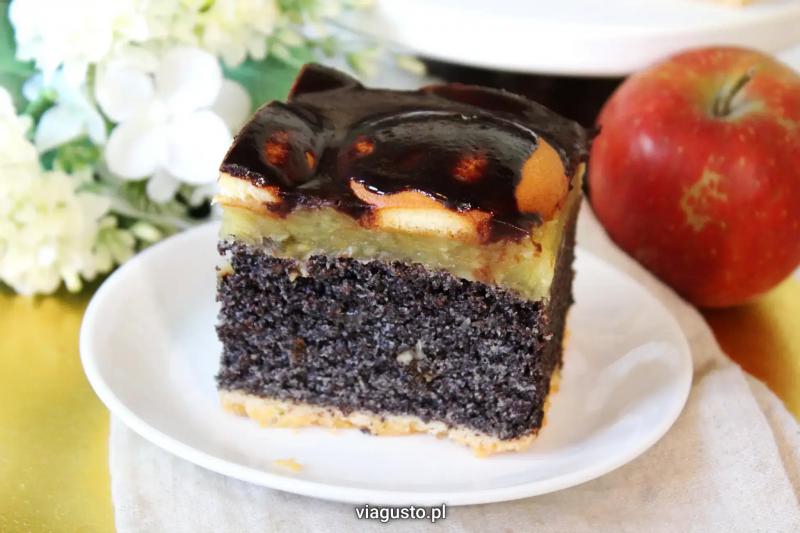 Ciasto makowe na kruchym spodzie z jabłkami