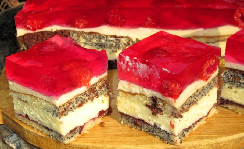 CIASTO POPAPRANIEC Z MALINAMI I GALARETKĄ, pyszne i efektowne+FILM