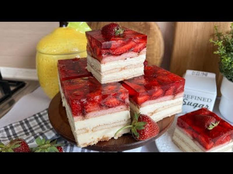 🍓 Sernik gotowany z galaretką i truskawkami 🍓