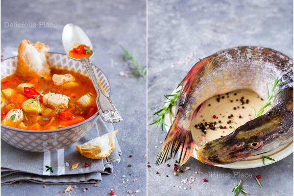 Zupa rybna z pomidorami i papryką / Fish soup with tomatoes and peppers