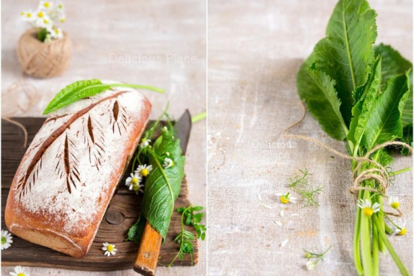 Chleb żytni na zakwasie z liściem chrzanu / Sourdough rye bread with horseradish leaf