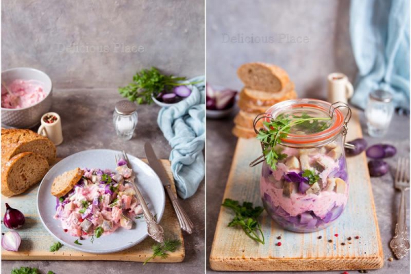 Sałatka śledziowa z ziemniakami / Herring salad with potatoes