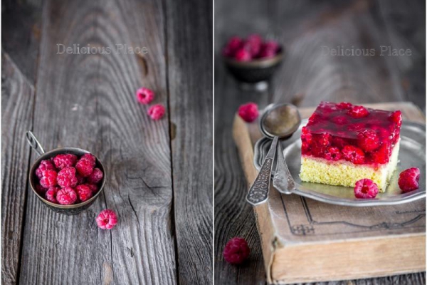 Ciasto anyżkowe z galaretką i malinami / Anise cake with jelly and raspberries