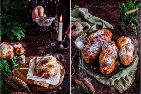 Piernikowe drożdżówki z nadzieniem migdałowym / Gingerbread buns with almond filling