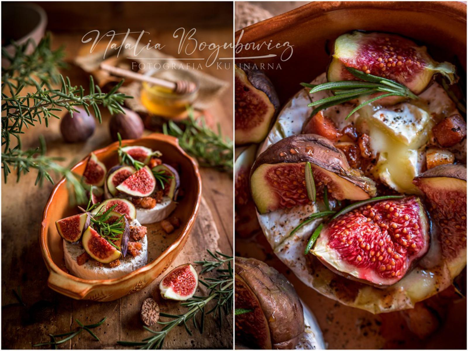 Camembert zapiekany z figą i boczkiem